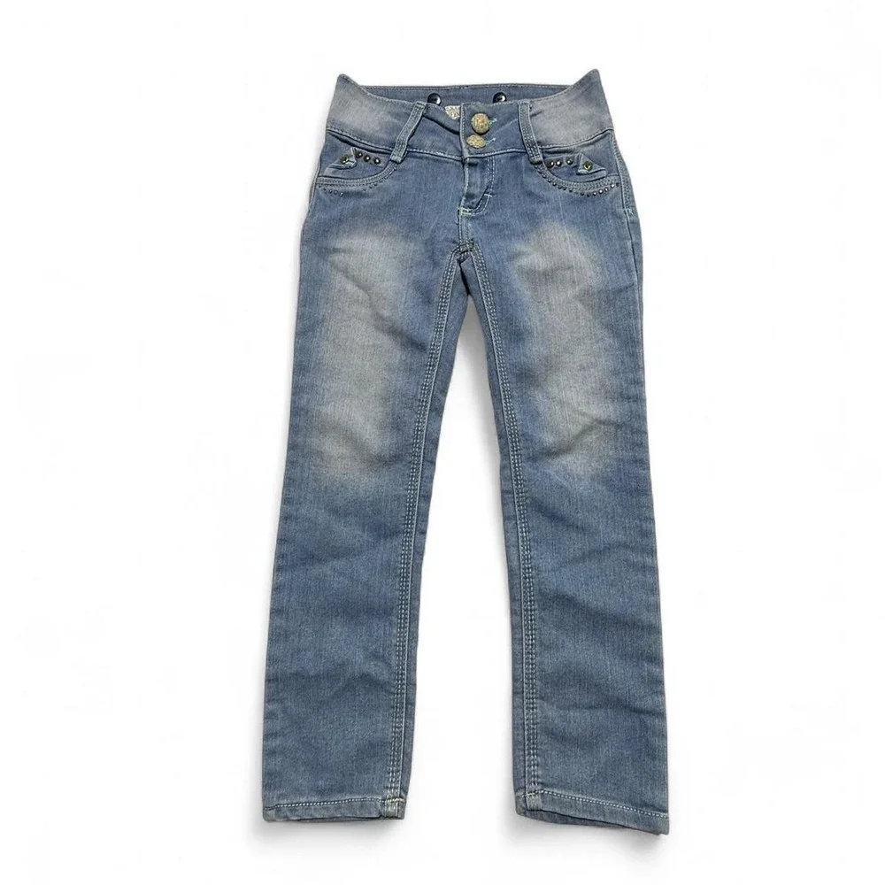 2BJ Jeans Style Girls Size 8 Embellished Butterfly Back Pocket Denim